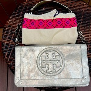 Tory Burch silver bag or Clutch